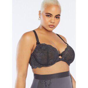 🌷 sale Savage X Fenty Unlined Floral Lace Bra 38DD 38E Gray Bows